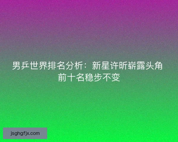男乒世界排名分析：新星许昕崭露头角 前十名稳步不变