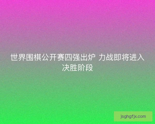 世界围棋公开赛四强出炉 力战即将进入决胜阶段 世界围棋公开赛四强出炉 力战即将进入决胜阶段